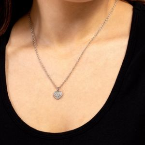 Heart Necklace w/White Rhinestones